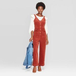 Corduroy V-Neck Sleeveless Straight Leg Jumpsuit NWOT